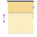 vidaXL Store Roulant Extérieur Rayé Orange et blanc 220 x 250 cm tissu