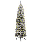 vidaXL Sapin de Noël mince pré-éclairé flocon de neige vert 120 cm PVC