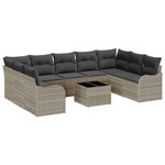 vidaXL Ensemble de canapé de jardin 10 Pièces Gris clair Poly rotin