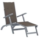 vidaXL Chaise de terrasse avec repose-pied et coussin Acacia solide