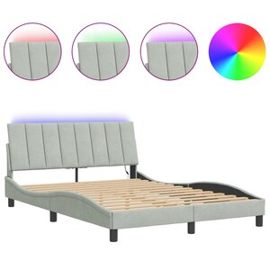 vidaXL Cadre de lit avec LED sans matelas Hanko gris clair 140x190cm velours