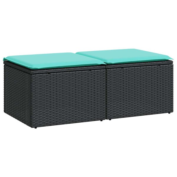 vidaXL Salon de jardin avec coussins 2 Pièces noir résine tressée acacia