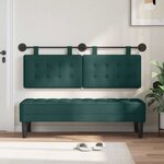 vidaXL Tête de lit suspendue Avec lumière LED Vert foncé Tissu
