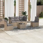 vidaXL Salon de jardin avec coussins 6 Pièces beige résine tressée