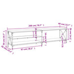 vidaXL Meuble TV chêne fumé 200x40x50 cm bois d'ingénierie et métal