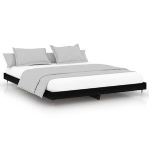 vidaXL Cadre de lit sans matelas noir 200x200 cm bois d'ingénierie