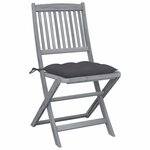 vidaXL Chaises pliables d'extérieur lot de 6 et coussins Bois d'acacia