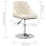vidaXL Chaises pivotantes à manger lot de 2 Crème Velours