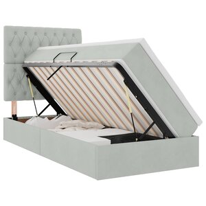 vidaXL Lit de rangement LED avec matelas Gris clair 100 x 200 cm