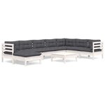 vidaXL Salon de jardin 9 Pièces avec coussins blanc bois de pin massif