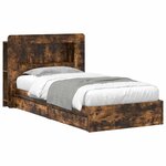 vidaXL Cadre de lit avec rangement avec tiroir Chêne fumé 75 x 190 cm