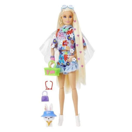 Barbie - barbie extra robe fleurie - poupée