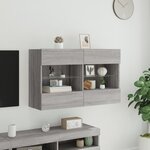 vidaXL Meuble TV mural avec lumières LED sonoma gris 98 5x30x60 5 cm