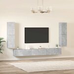 vidaXL Ensemble de meubles TV 7 Pièces Gris béton Bois d'ingénierie