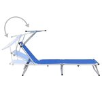 vidaXL Chaises longues pliables et toit 2 Pièces Aluminium textilène Bleu