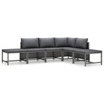vidaXL Salon de jardin 6 Pièces avec coussins Résine tressée Gris