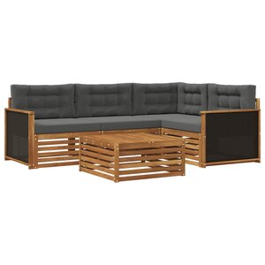 vidaXL Ensemble de canapés d'extérieur 5 Pièces Naturel et Anthracite