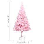 vidaXL Sapin de Noël artificiel pré-éclairé et support rose 210 cm PVC