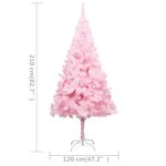 vidaXL Sapin de Noël artificiel pré-éclairé et support rose 210 cm PVC