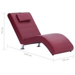 Vidaxl chaise longue avec oreiller rouge bordeaux similicuir
