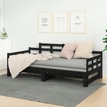 vidaXL Lit coulissant sans matelas noir bois de pin massif