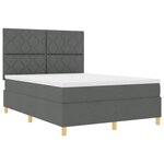 vidaXL Lit à ressorts avec matelas Gris foncé 140 x 200 cm tissu