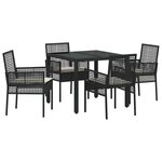 vidaXL Ensemble de salle à manger pour jardin 5 Pièces Noir polyrotin