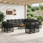 vidaXL Ensemble de canapés d'extérieur 14 pc Noir et Gris foncé
