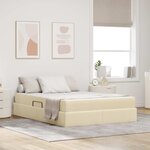 vidaXL Lit avec rangement et matelas Crème 140 x 200 cm Polyester