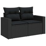vidaXL Ensemble de canapé de jardin avec coussin 10 Pièces Noir polyrotin