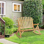 Fauteuil de jardin Adirondack à bascule 2 places rocking chair style néo-rétro assise dossier ergonomique bois naturel de pin