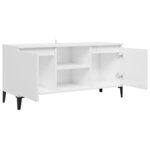 vidaXL Meuble TV avec pieds en métal Blanc brillant 103 5x35x50 cm
