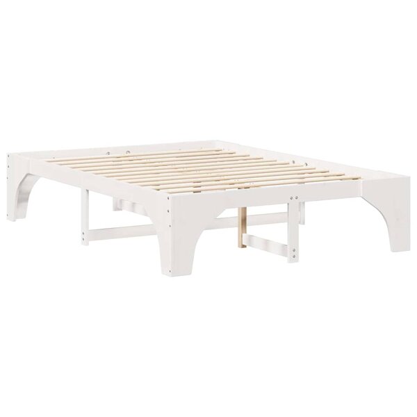 vidaXL Cadre de lit surélevé Blanc 150 x 200 cm Bois massif en pin