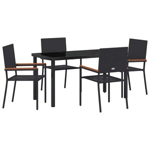 vidaXL Ensemble de salle à manger pour jardin 5 Pièces Noir polyrotin