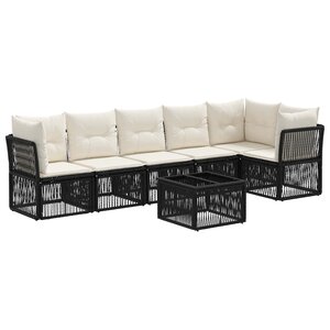vidaXL Ensemble de canapé de jardin 7 pc Noir polyrotin