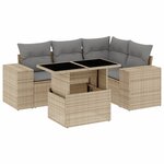 vidaXL Salon de jardin avec coussins 5 Pièces beige résine tressée
