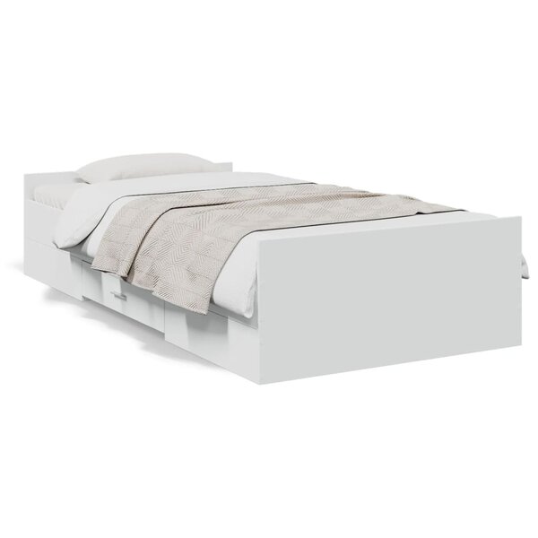 vidaXL Cadre de lit avec tiroirs sans matelas blanc 75x190 cm