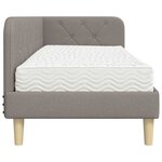 vidaXL Cadre de lit d'angle avec matelas Taupe 80 x 200 cm tissu