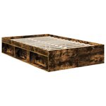 vidaXL Cadre de lit avec matelas Chêne fumé 120 x 190 cm Pin massif