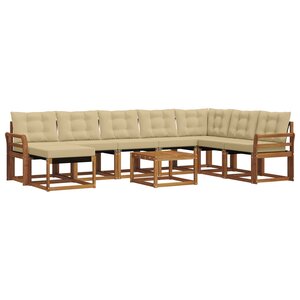 vidaXL Ensemble de canapés d'extérieur 9 pc Naturel et Beige