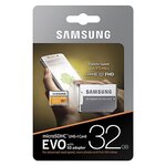 Carte mémoire Micro Secure Digital (micro SD) Samsung 32 Go EVO SDXC Class10 + adaptateur