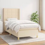 vidaXL Sommier à lattes de lit avec matelas Crème 90x200 cm Tissu