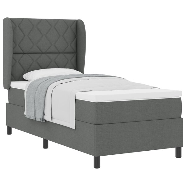 Lit Box Spring vidaXL avec Matelas - Gris Foncé  90x190 cm  Tissu