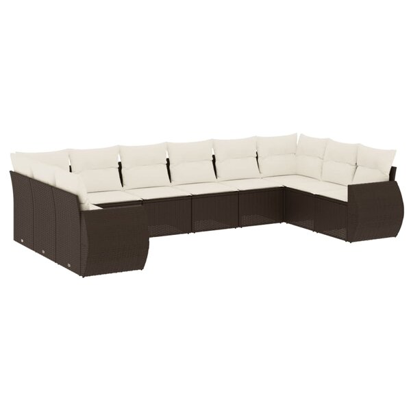 vidaXL Salon de jardin 10 Pièces avec coussins marron résine tressée