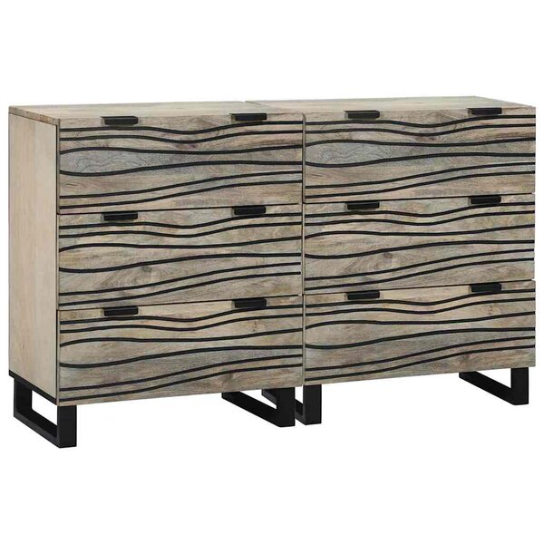 vidaXL Buffets 2 Pièces Blanc 60 x 33.5 x 75 cm bois de manguier massif