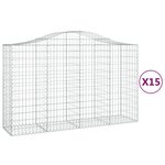 vidaXL Paniers à gabions arqués 15 Pièces 200x50x120/140 cm Fer galvanisé
