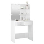 vidaXL Coiffeuse avec LED Blanc brillant 74 5x40x141 cm