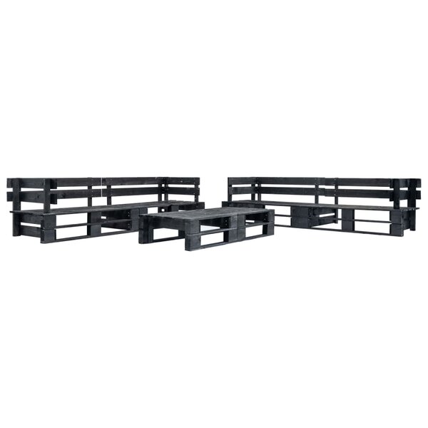 vidaXL Canapés de jardin palette 6 Pièces noir bois