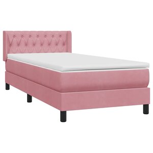vidaXL Sommier à lattes de lit avec matelas rose 90x220 cm velours
