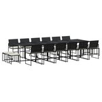 vidaXL Ensemble à manger de jardin 17 Pièces coussins noir résine tressée